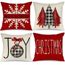 Conjunto de fronhas de Natal GEEORY Buffalo Plaid x4 50x50cm