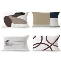 Conjunto de fronhas em tecido de pelúcia com design geométrico abstrato