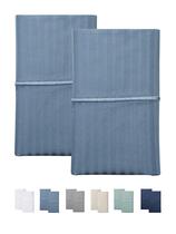 Conjunto de fronhas Feather & Stitch 500TC 100% algodão azul Conjunto de fronhas Feather & Stitch 500TC 100% algodão azul