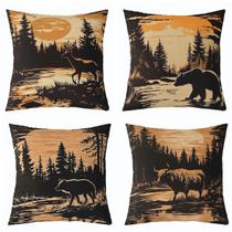 Conjunto de fronhas Feelyou Bear Rustic Capa de almofada 45x45cm Conjunto de fronhas Feelyou Bear Rustic Capa de almofada 45x45cm