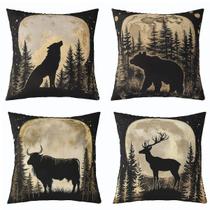 Conjunto de fronhas Feelyou Bear Rustic Capa de almofada 45x45cm Conjunto de fronhas Feelyou Bear Rustic Capa de almofada 45x45cm