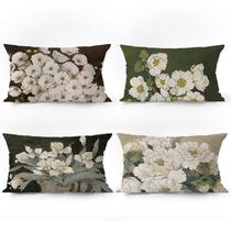 Conjunto de fronhas floral, elegante, peônia branca e margaridas x4