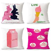 Conjunto de fronhas Fun & Quirky Art 35x35cm (conjunto de 4) Conjunto de fronhas Fun & Quirky Art 35x35cm (conjunto de 4)
