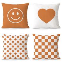 Conjunto de fronhas moderno minimalista laranja/branco Geo x4