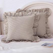 Conjunto de fronhas Mywinlle Taupe/White Plaid Euro 65x65cm, 2 peças