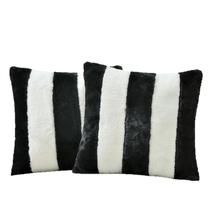 Conjunto de fronhas: pele sintética listrada, preto, branco, vertical, x2