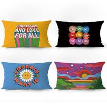 Conjunto de fronhas Retro Inspirational, pelúcia de 40 x 60 cm, conjunto de 4