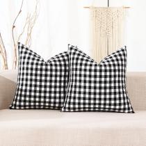 Conjunto de fronhas xadrez CARRIE HOME de 51 cm em preto e branco Buffalo