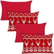 Conjunto de fronhas YIYEA, 4 peças, 51 x 66 cm, design vermelho de Natal