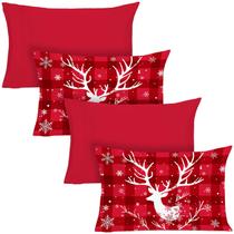Conjunto de fronhas YIYEA 4 peças de 51x66 cm de microfibra vermelha de Natal