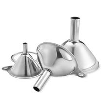 Conjunto De Funil Multiuso De Aço Inoxidável 3 Unidades Funil De Cone Portátil Para Pó Líquido De