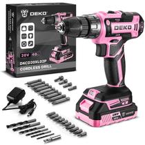 Conjunto de furadeiras elétricas sem fio Power Drill DEKO PRO 20V rosa