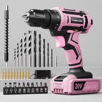 Conjunto de furadeiras sem fio VIWKO 20V Electric Power 42 unidades, kit rosa