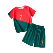Conjunto De Futebol Legend Em Vermelho E Verde Para Jovens E Crianças, Traje Esportivo De Secagem