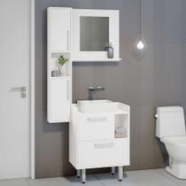 Conjunto de Gabinete de Banheiro e Armário com Espelho Jesse 4 PT Branco