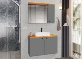 Conjunto de Gabinete Madri com Cuba e espelho para banheiro - Várias Cores