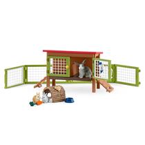 Conjunto de gaiola para coelhos Schleich Farm World de 8 peças da Farm Animal Toys