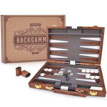 Conjunto de gamão AMEROUS Classic, jogo de tabuleiro de 28 cm com estojo de couro