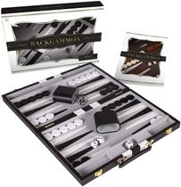 Conjunto de gamão Crazy Games Classic com estojo de couro de 28 cm