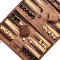 Conjunto de gamão Lingle Premium Natural Walnut 14,5 polegadas com acessórios
