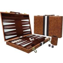 Conjunto de gamão LuckyWish Classic dobrável de 15 polegadas com estojo Conjunto de gamão LuckyWish Classic dobrável de 15 polegadas com estojo