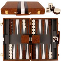 Conjunto de Gamão PAWNSON CREATIONS Classic - 38x48cm em Couro