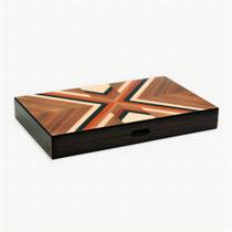 Conjunto de gamão Woodronic 17 para adultos com estojo de nogueira e mogno