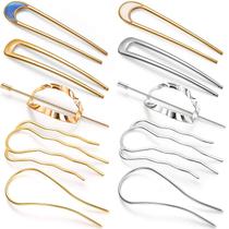 Conjunto de ganchos de cabelo Waydress Metal em forma de U e garfo de cabelo oval Conjunto de ganchos de cabelo Waydress Metal em forma de U e garfo de cabelo oval