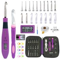 Conjunto de ganchos de crochê Bybykoi com contador de 2,0-14,0 mm com luz