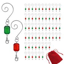 Conjunto de ganchos de enfeite de Natal com 60 cabides de acrílico vermelho/verde