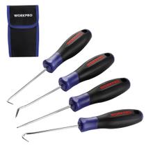 Conjunto de ganchos e palhetas WORKPRO de precisão de 4 peças com bolsa Conjunto de ganchos e palhetas WORKPRO de precisão de 4 peças com bolsa