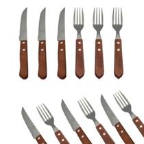 Conjunto De Garfo E Faca Inox 12 Peças - Wooden