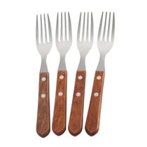 Conjunto de Garfos de Mesa 4 Peças Cabo de Madeira Inox Conjunto de Garfos de Mesa 4 Peças Cabo de Madeira Inox