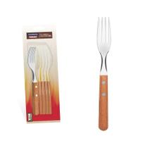 Conjunto De Garfos De Mesa Dynamic Com Lâminas Em Aço Inox E Cabos De Madeira Natural 6 P