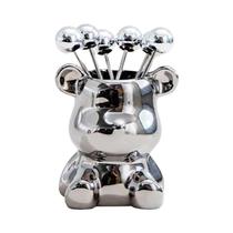 Conjunto De Garfos De Sobremesa Em Aço Inoxidável Com 6 Peças E Jarro De Armazenamento Para Festas