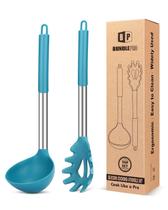 Conjunto de garfos e colheres de silicone para macarrão Bundlepro (AZUL) Conjunto de garfos e colheres de silicone para macarrão Bundlepro (AZUL)