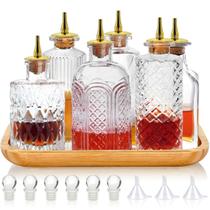 Conjunto de garrafas Bitters LINALL Vintage Glass com bandeja de 6 unidades Conjunto de garrafas Bitters LINALL Vintage Glass com bandeja de 6 unidades