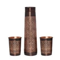 Conjunto de garrafas de água de cobre com 2 copos Ayurveda Health 1L Conjunto de garrafas de água de cobre com 2 copos Ayurveda Health 1L