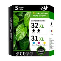 Conjunto de Garrafas de Tinta 31 32XL Refil de Alta Rendimento Compatível com HP Smart Tank 5101 7602 6001 5000 7001 5102 5103 7301 (Preto Ciano Magenta Amarelo 5 Unidades)