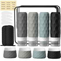 Conjunto de garrafas de viagem Silevoler, pacote com 16 unidades, com bolsa transparente (cinza) Conjunto de garrafas de viagem Silevoler, pacote com 16 unidades, com bolsa transparente (cinza)