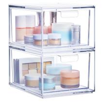 Conjunto de gavetas organizadoras de plástico Stori Audrey de 2 peças Clear