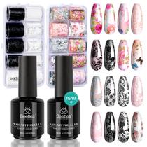 Conjunto de gel Nail Foil Glue Beetles 15mL x2 com 20 adesivos Conjunto de gel Nail Foil Glue Beetles 15mL x2 com 20 adesivos