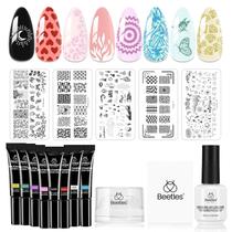 Conjunto de gel Nail Stamp Beetles French Tip com estampador de 8 cores Conjunto de gel Nail Stamp Beetles French Tip com estampador de 8 cores