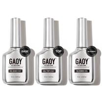 Conjunto de Gel para Esmaltes GAOY - Top Coat, Blooming Gel e Base Coat