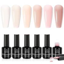 Conjunto de Gel para Unhas Beetles - 6 Cores de 7,5ml com Base de Borracha