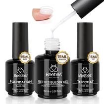 Conjunto de gel para unhas Beetles Builder de 15 ml com camada superior e camada base