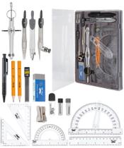 Conjunto de Geometria Mr. Pen 15 Peças Transferidor com Braço Oscilante 15cm Conjunto de Geometria Mr. Pen 15 Peças Transferidor com Braço Oscilante 15cm