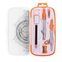 Conjunto de Geometria Unjoo 10 Peças Laranja - Kit Estudantil Conjunto de Geometria Unjoo 10 Peças Laranja - Kit Estudantil