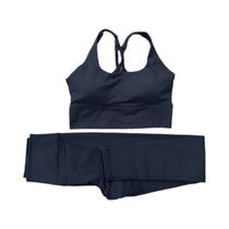 Conjunto De Ginástica E Yoga Feminino Em Cor Sólida Com Top Esportivo Com Alças Cruzadas E Leggings