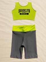 Conjunto de Ginástica Infantil/Juvenil Brooklyn Girl Amarelo